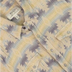 Ryan Michael Shirt Mens Large Multicolor Southwestern Snap Western Jacquard